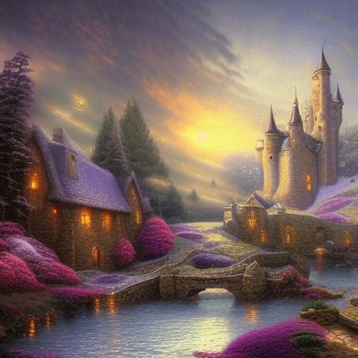 Ethereal Medieval Castle in a Dreamlike Mist