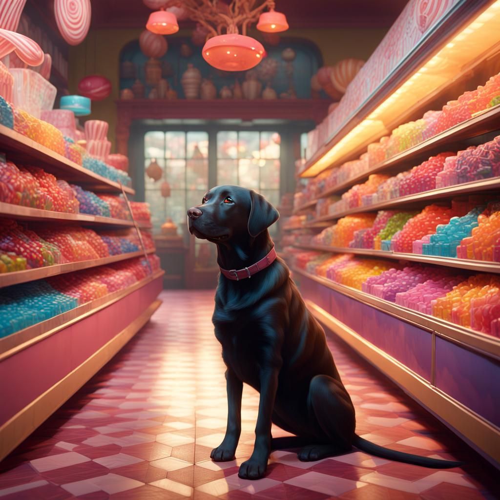 Labrador Retriever's Candy Store Adventure: Fantasy Concept ...