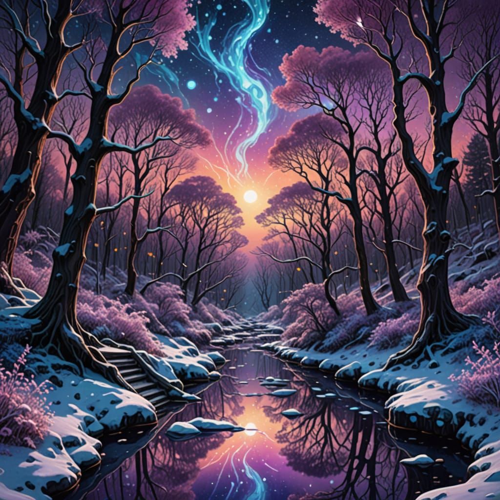 Cosmic Surrealism in Vibrant Digital Art