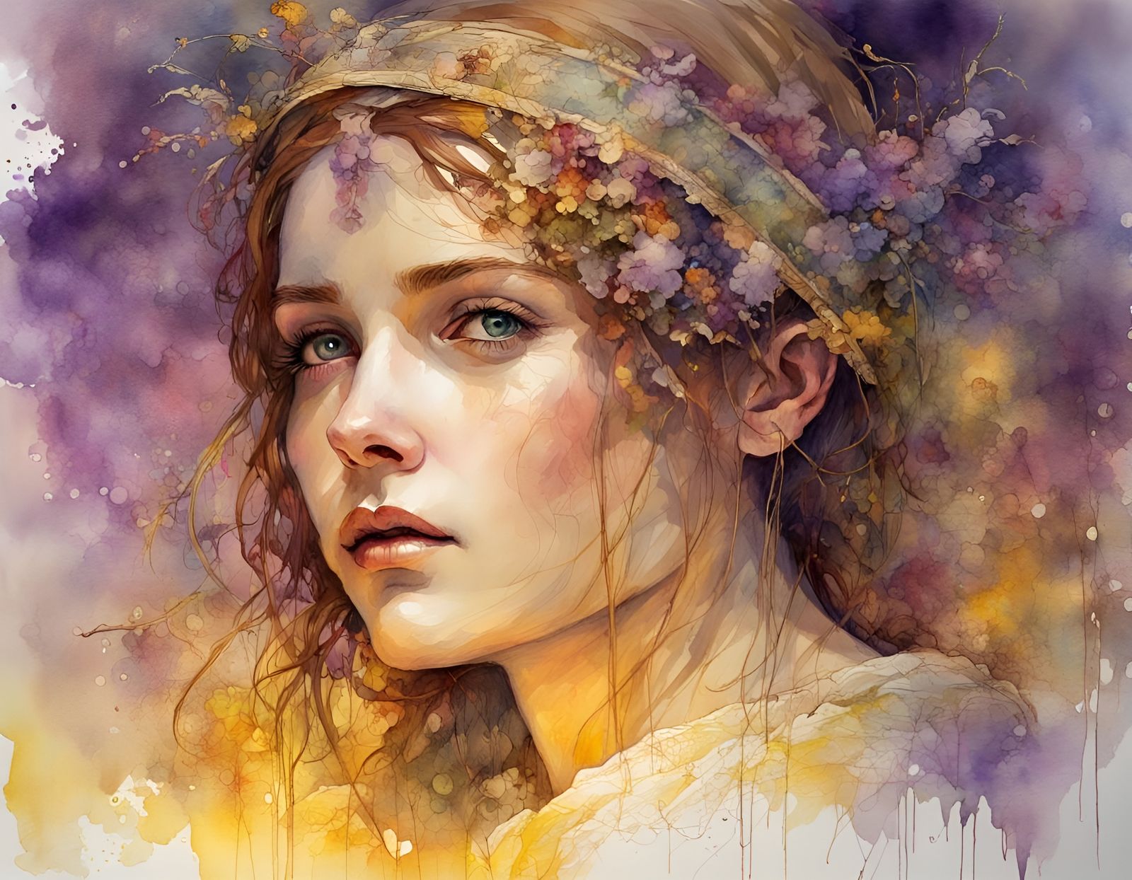 Heavenly Light: Watercolor Painting with Complementary Color...