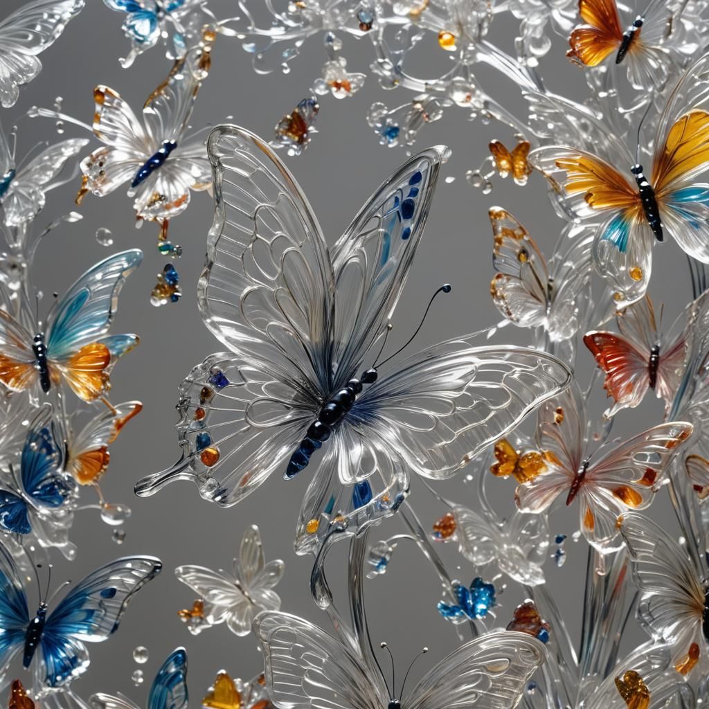 Crystal Butterfly Sculpture in Prismatic Colors