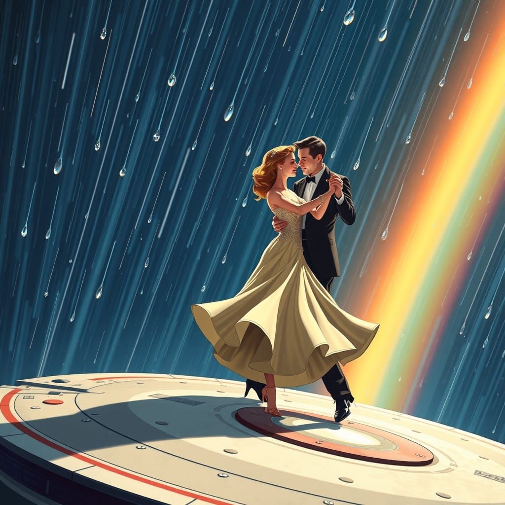 Ginger Rogers and Fred Astaire Dancing in Cosmic Whimsy