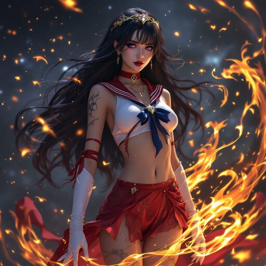 Goth Sailor Mars in Elegant, Mystical Attire