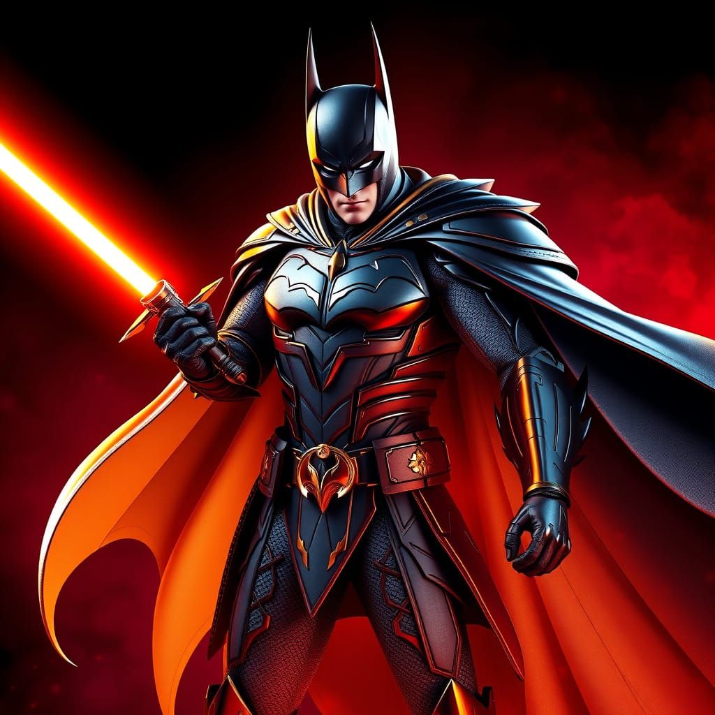Hyper-Realistic Anime Batman Wields Lightsaber