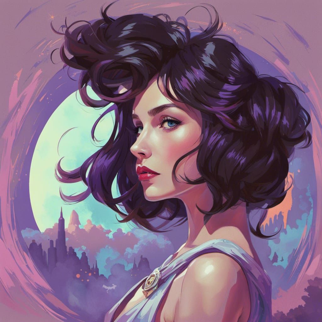 Glowing Woman Portrait in Animated Style