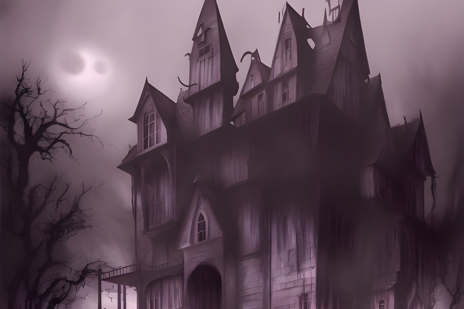 Sinister Haunted House: A Digital Illustration