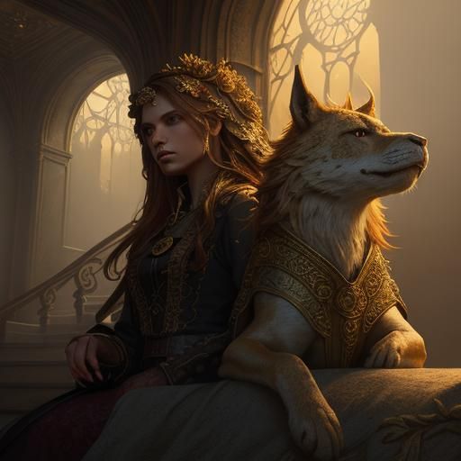 Dreamlike Encounter on Ornate Stairway