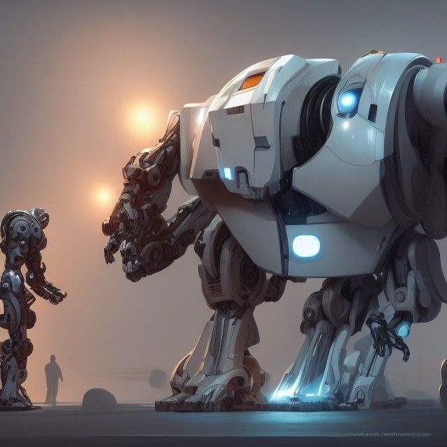 ED-209 Robot Disrupts PowerPoint Reunion, Digital Painting