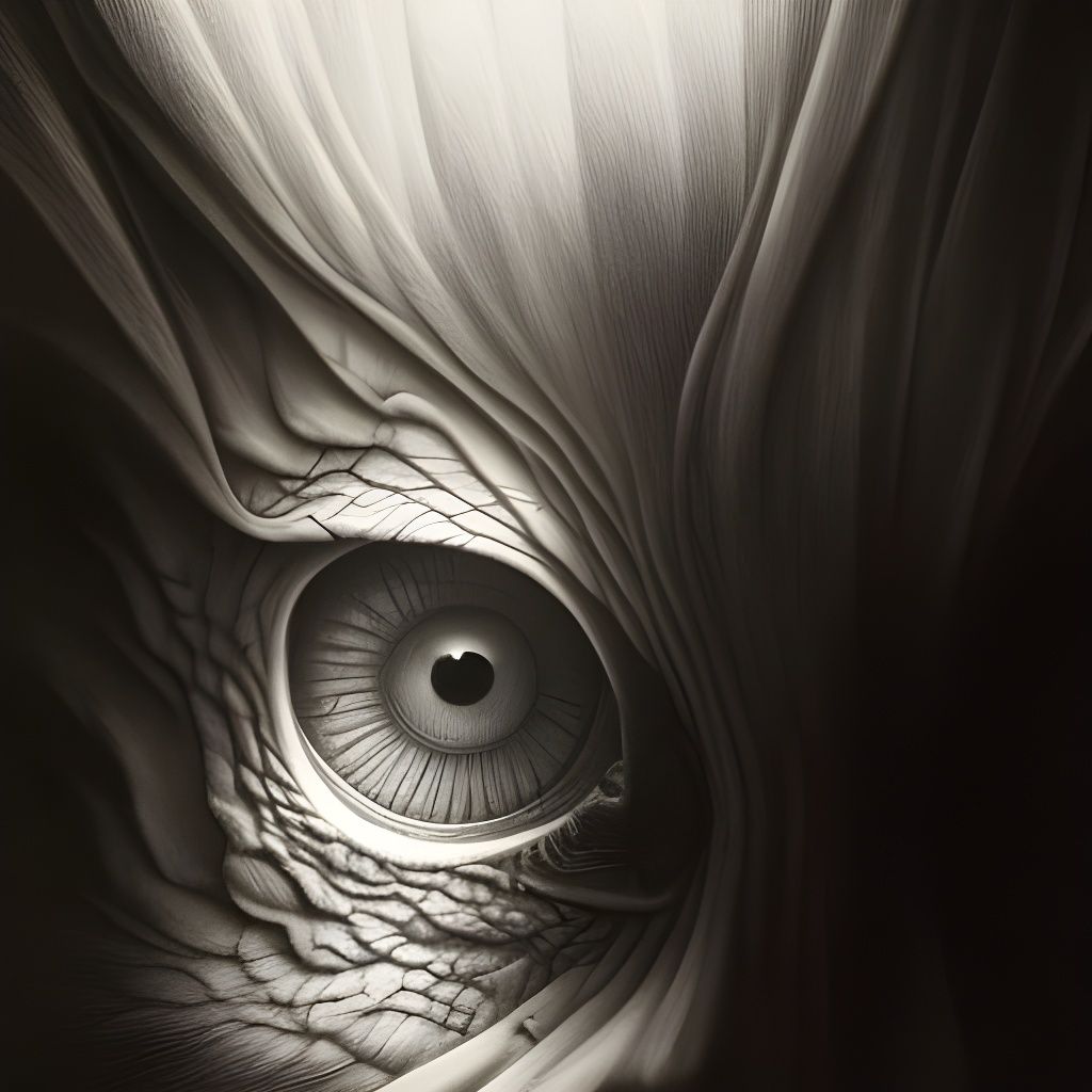 Detailed Pencil Sketch of Monster in Shadows