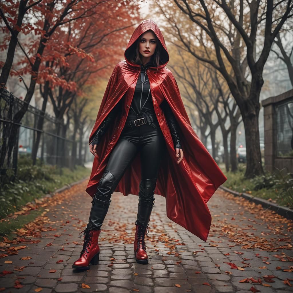 Hypnotic Woman in Red Cape: Professional Photography