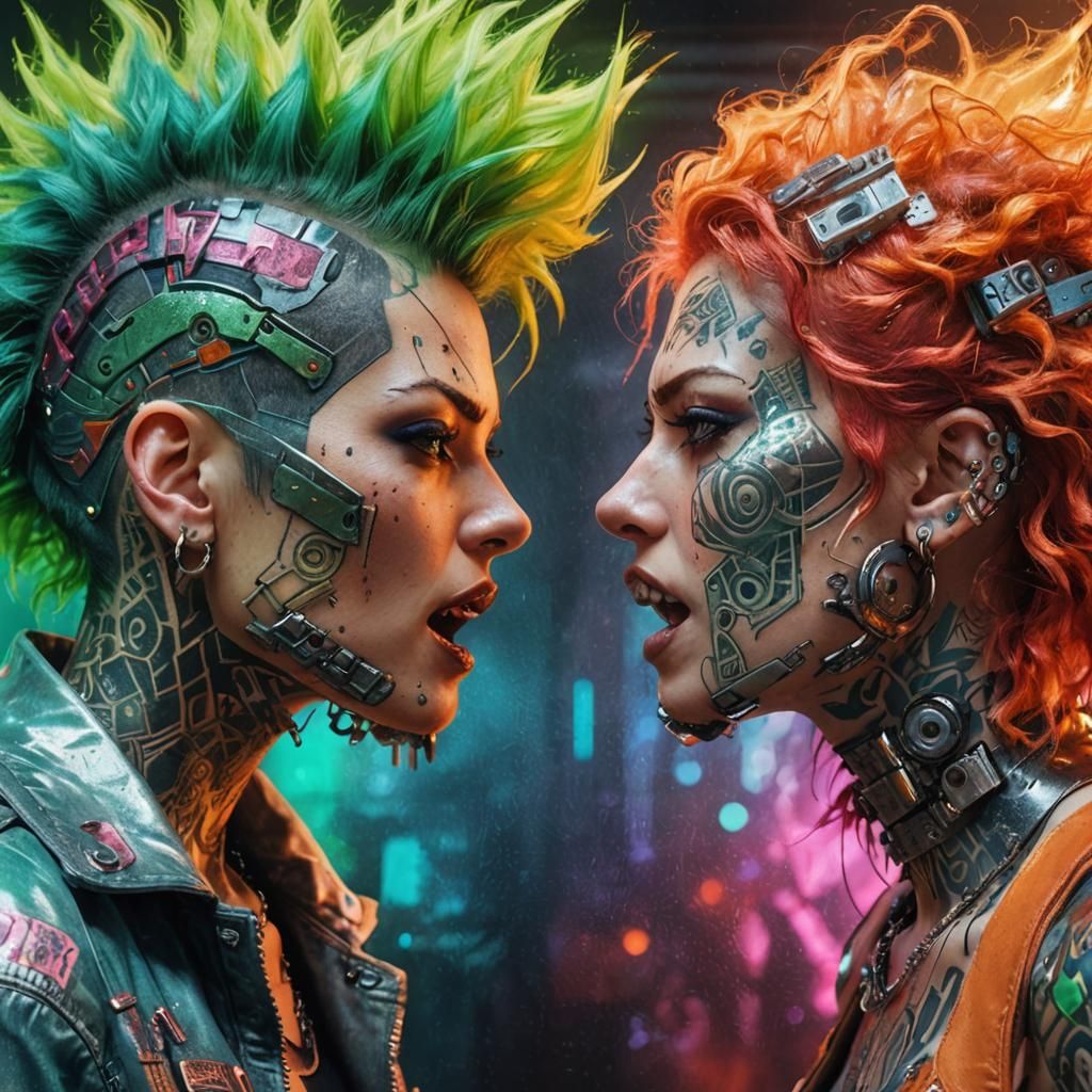 Cyberpunk Sarcastic Faces in Crystal and Metal