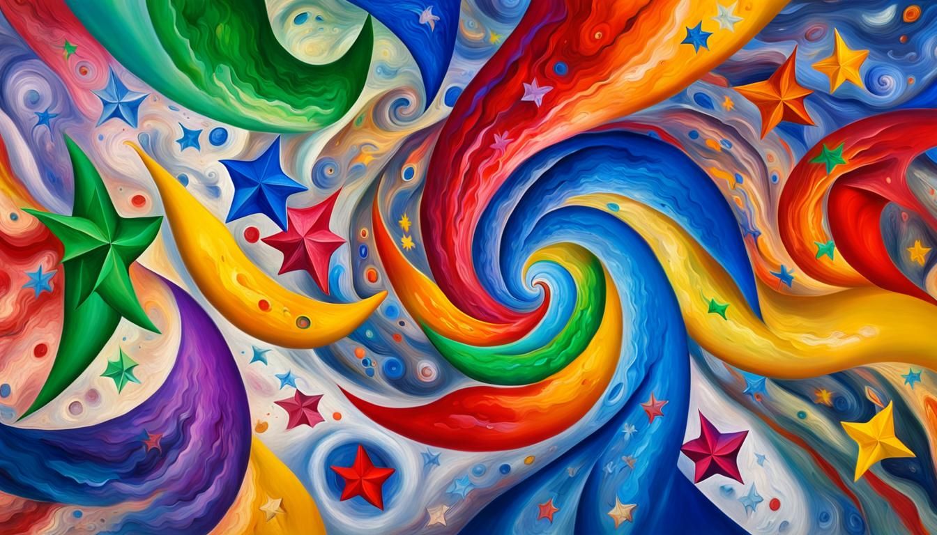 Vivid 3D Stars Swirling in Jelly Maelstrom, Impasto Style