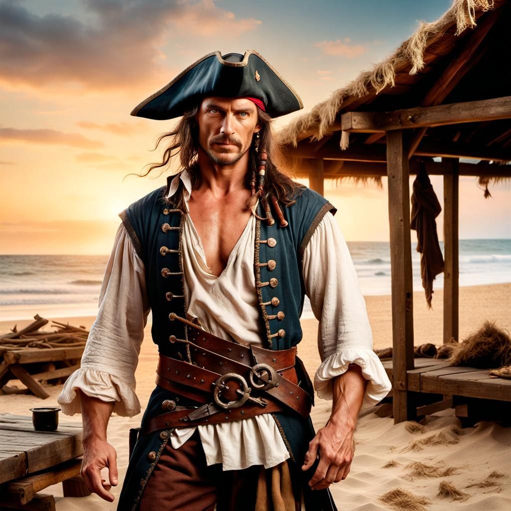 Medieval Pirate Farmhand on Beach Adventure