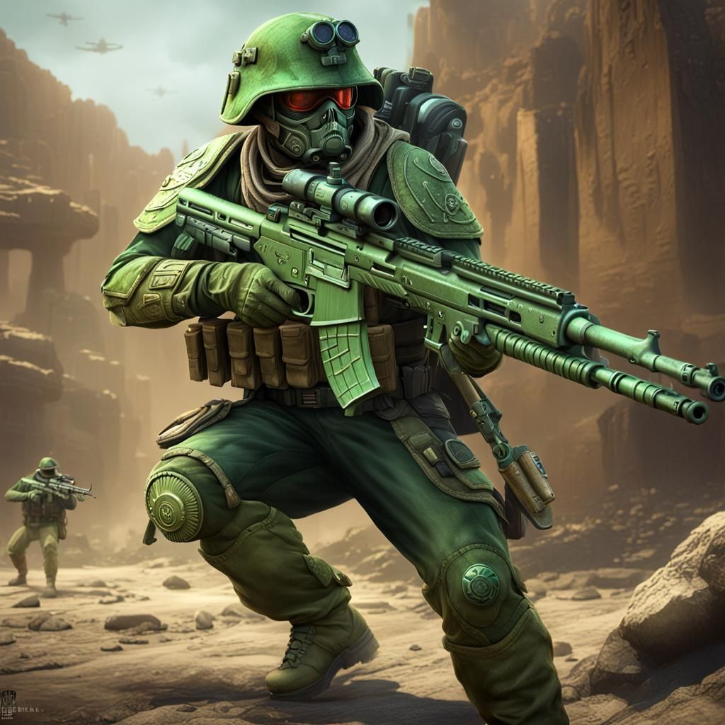 Tough Mexican Cadian Sniper in Detailed Matte Painting