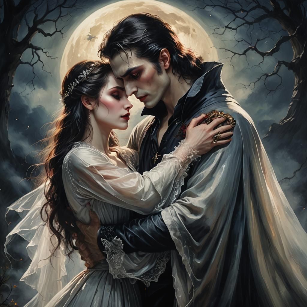 Vampire's Embrace: A Fantasy Art Depiction