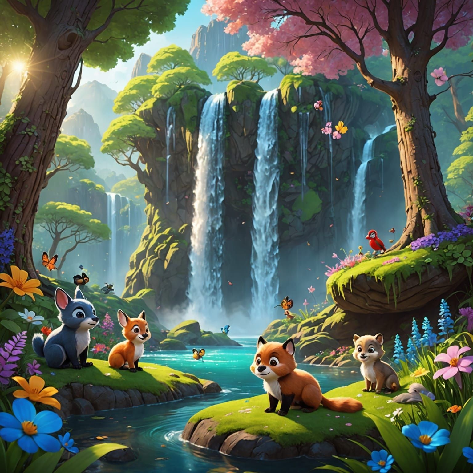 Enchanted Forest: Baby Animals in 3D Anime Art