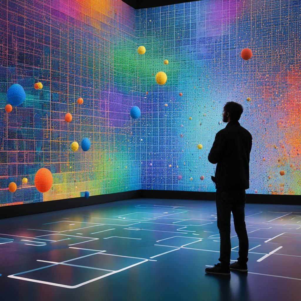Interactive Math Museum Exhibit with Geometric Patterns