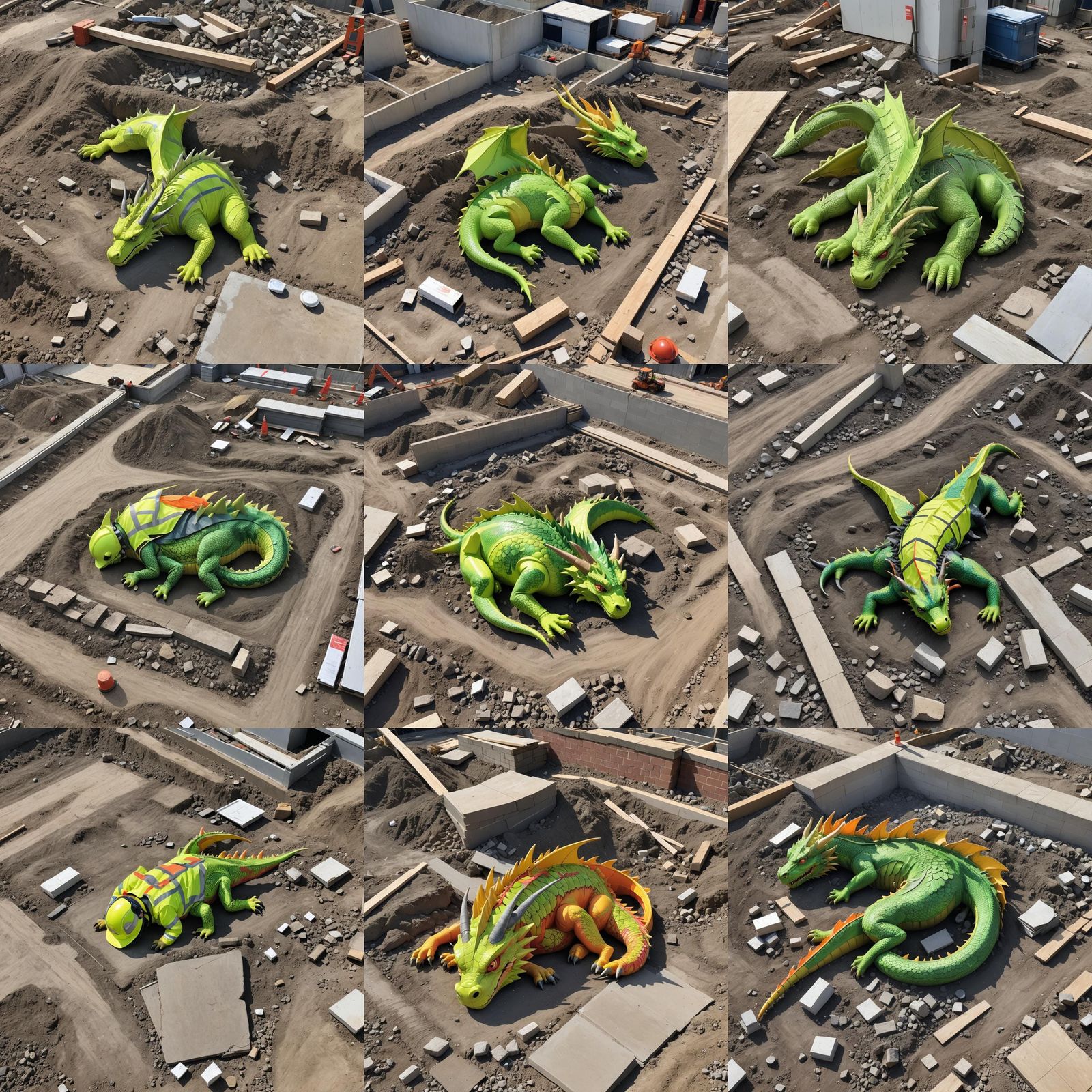 Dragon Napping in High-Vis on Construction Site
