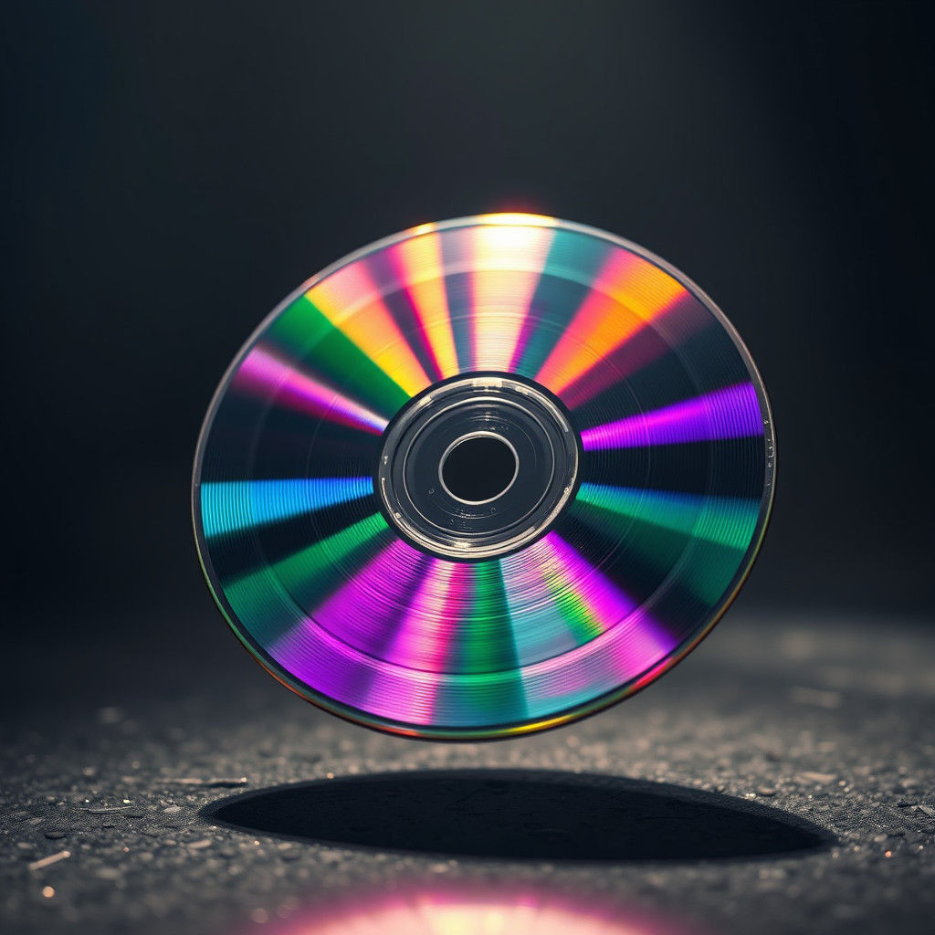 Illuminated Compact Disc Reflects Light