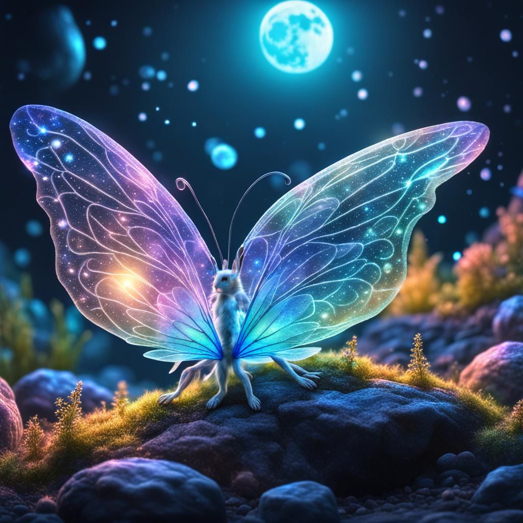 Cosmic Fairy Bunny in Bioluminescent Wonderland