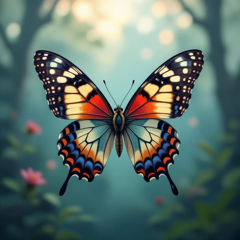 A surreal and emotionally charged scene of a confused butter...