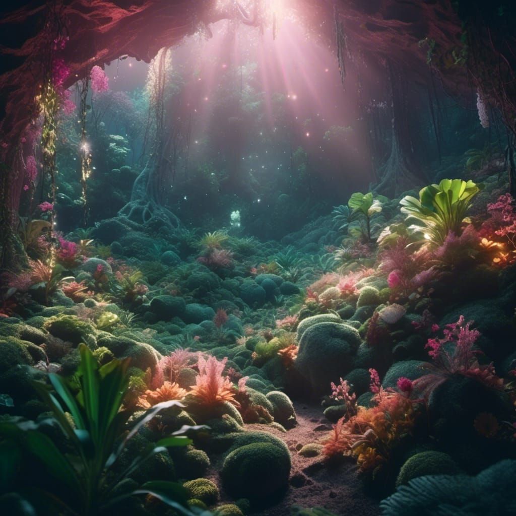 Mystic Wilderness Clearing with Giant Ferns