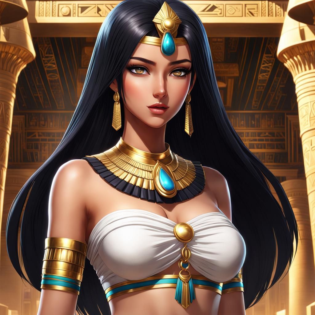 Beautiful Egyptian Anime Girl in Pharaohs Era