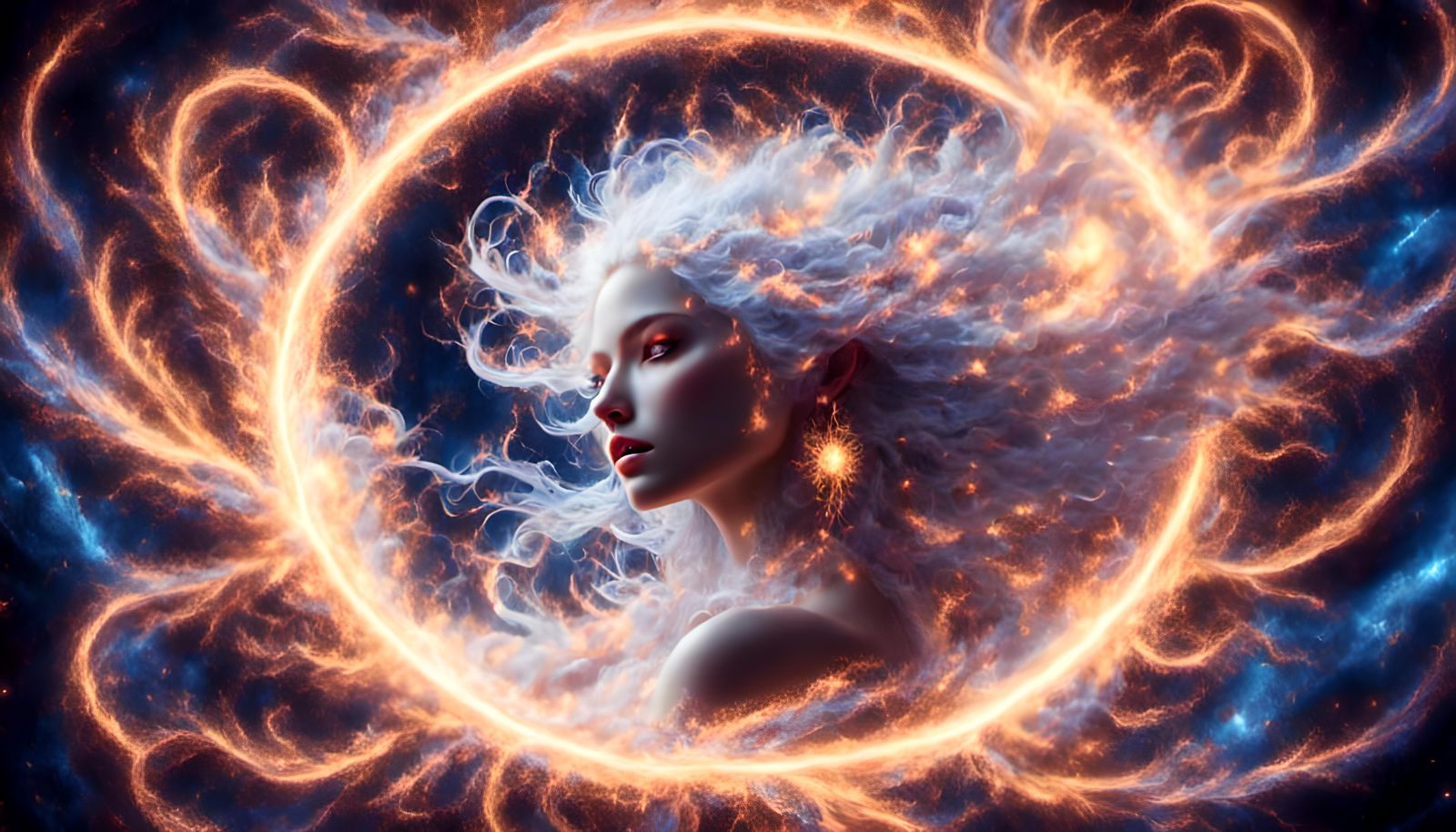 Electric Goddess Portrait in Surreal Style