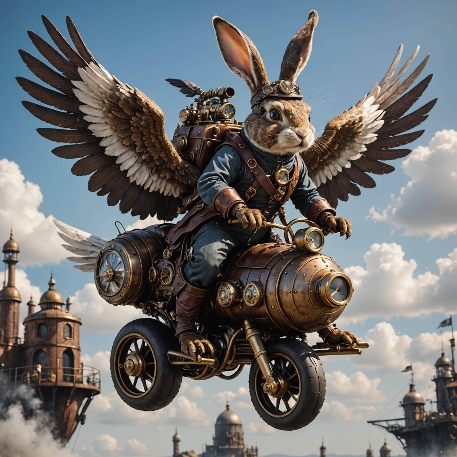 Steampunk Bunny Soars into the Skies on Eagle Wings