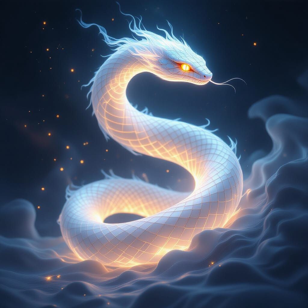 Ethereal Fire Serpent in Cosmic Void
