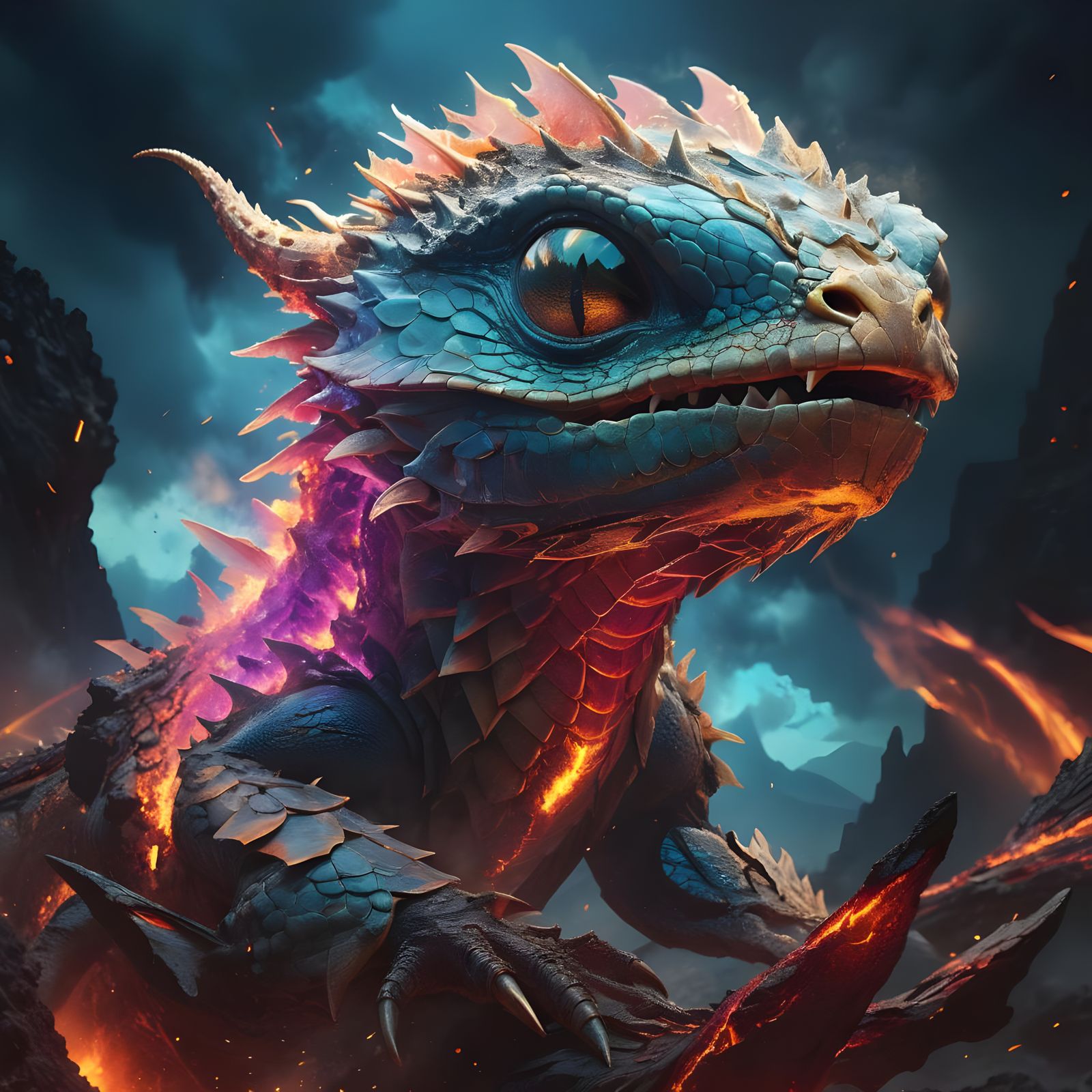 Colorful Dragon Concept Art in 3D Style