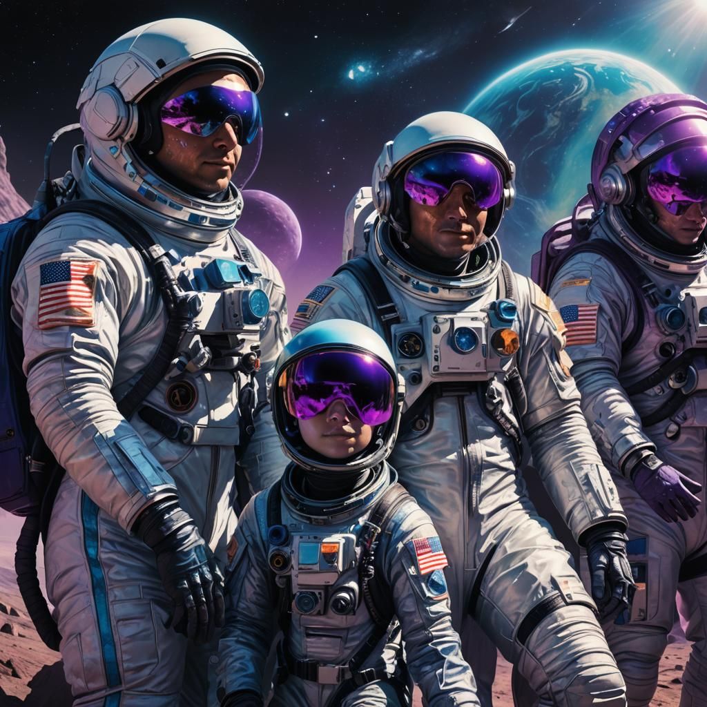Astronauts Photograph Alien in Vibrant Splash Art Style