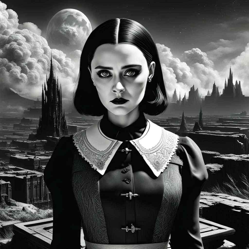 Wednesday Addams in Sci-Fi Space Suit