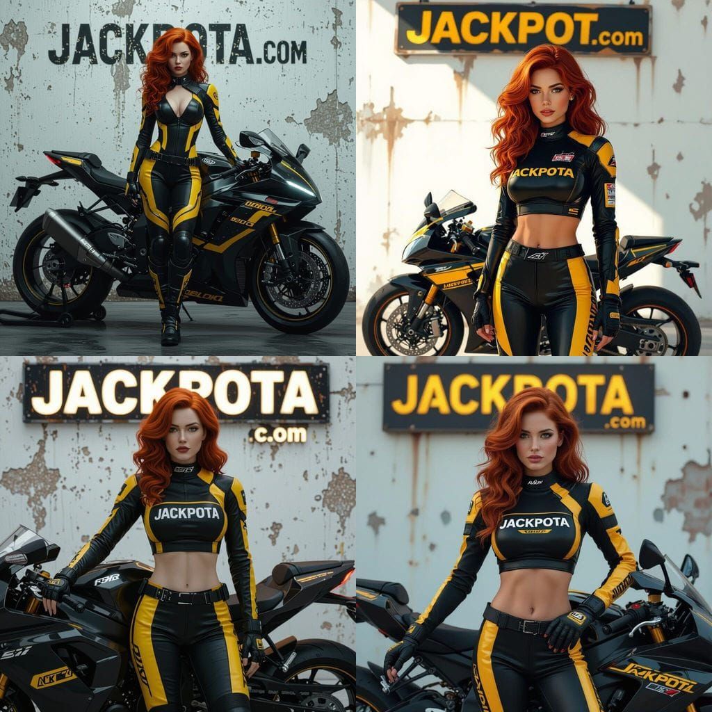 Realistic Woman in Futuristic Racing Outfit with Red Hair