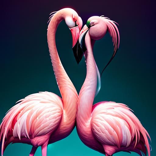 Flamingo Heart: Pixar-Style 3D Digital Art