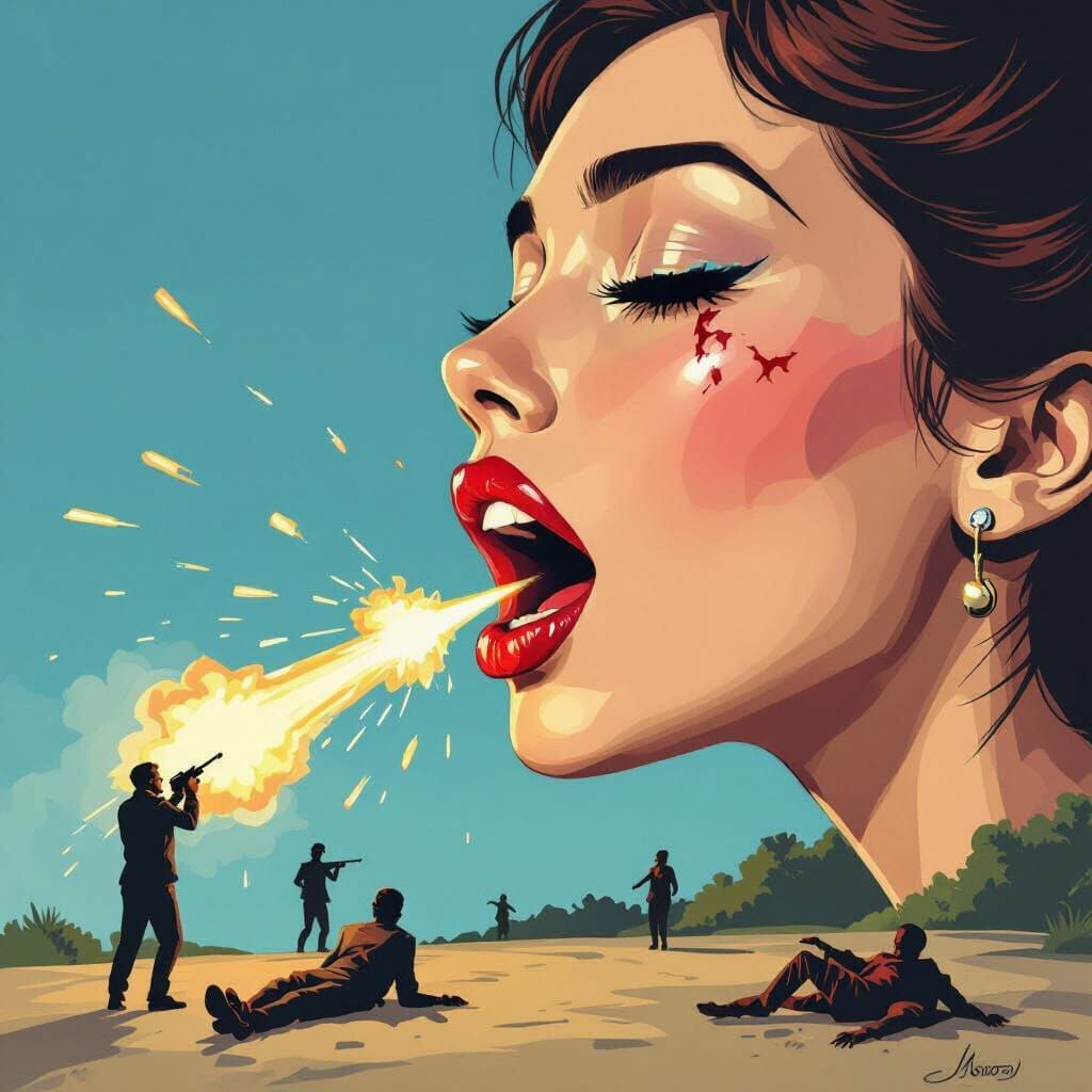 Mouth Silenced by Tear Gas and Bullets