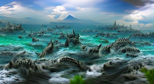 Detailed Matte Painting of an Ocean Apocalypse