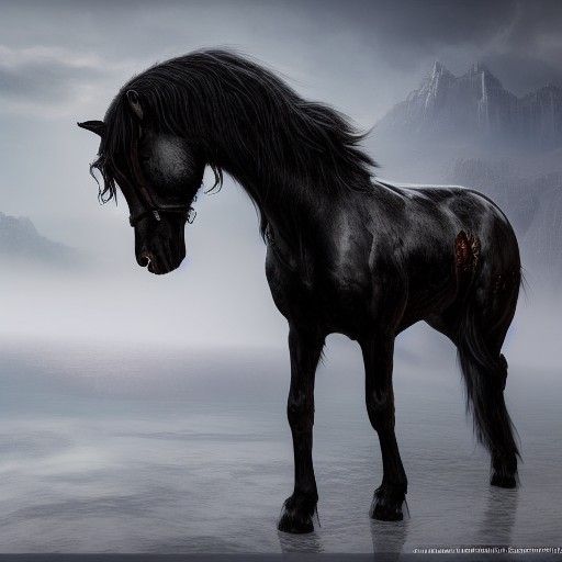 Majestic Friesian Horse Fantasy Concept Art