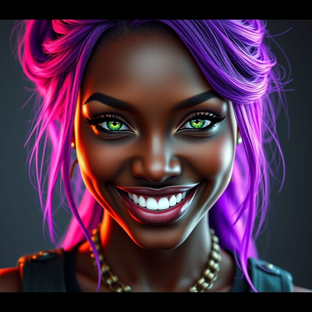Radiant Portrait of Woman with Purple Hair in 8K