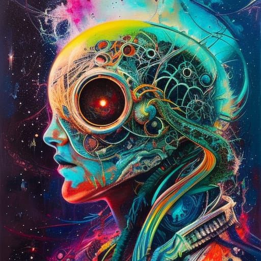 Galactic Gangster: Hyperdetailed Oil Illustration