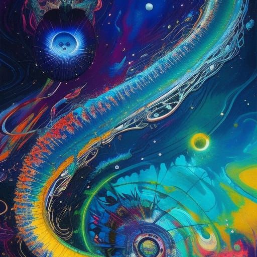 Galactic Gangster: Hyperdetailed Gouache Illustration