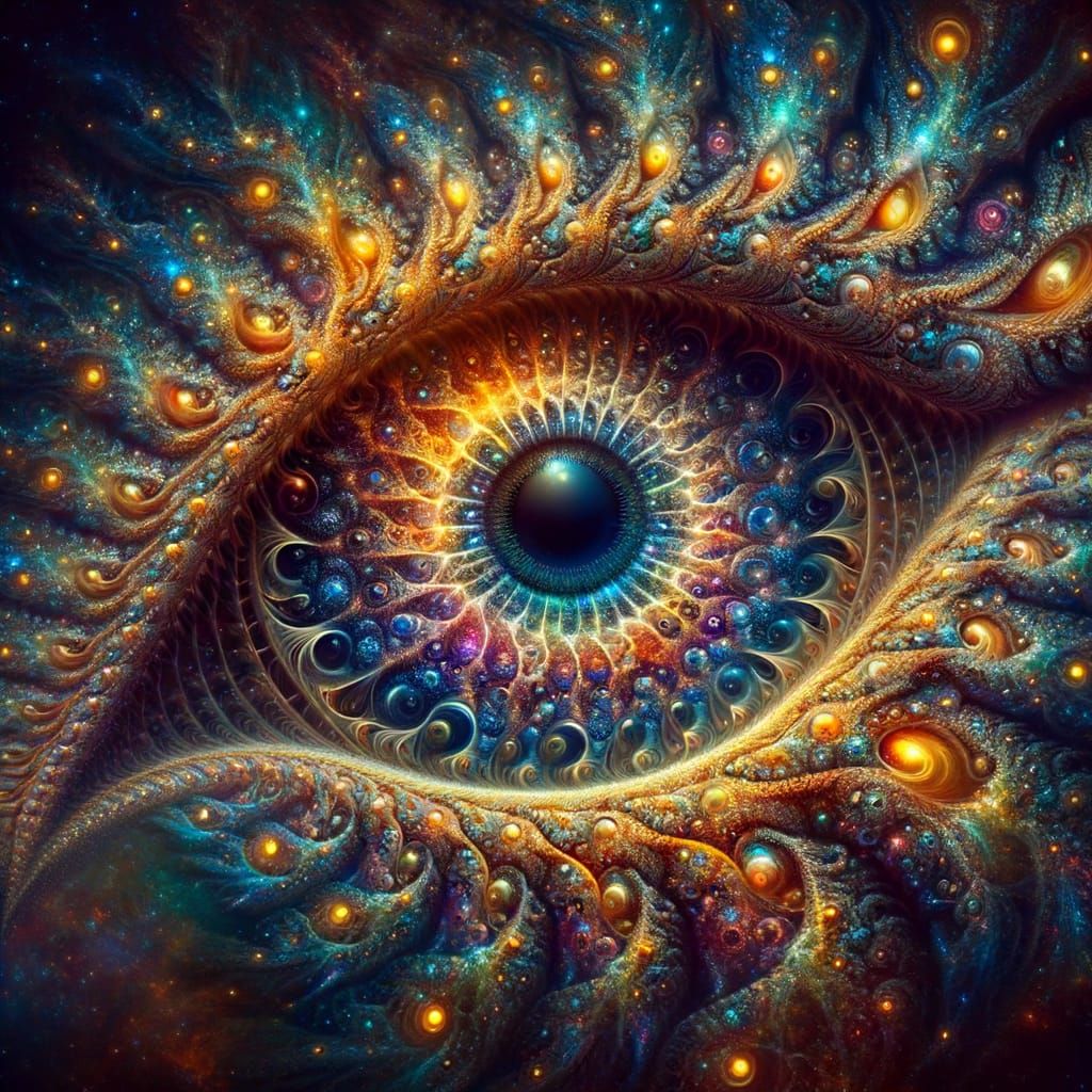 Fractal Dragon Eye Reflecting Infinite Cosmos