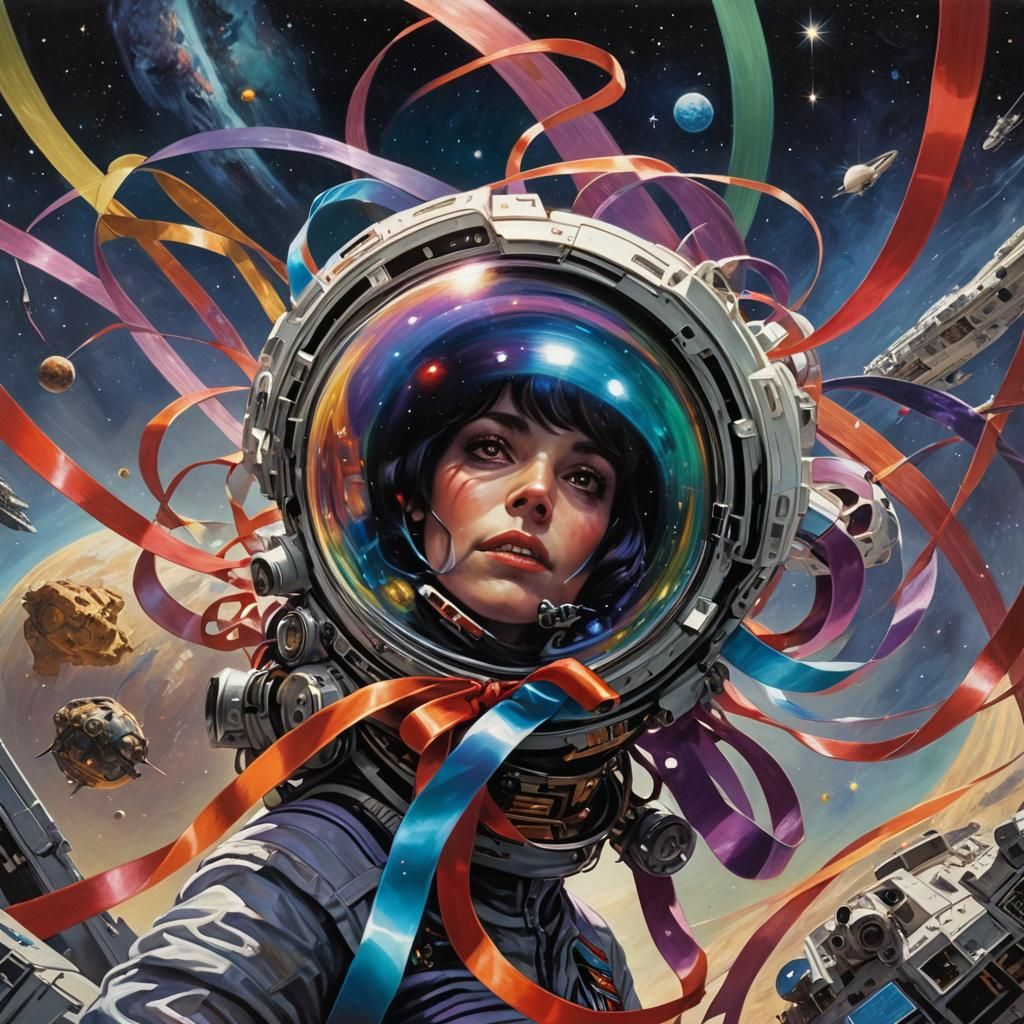 Iridescent Ribbon Drifting Through Sinister Space