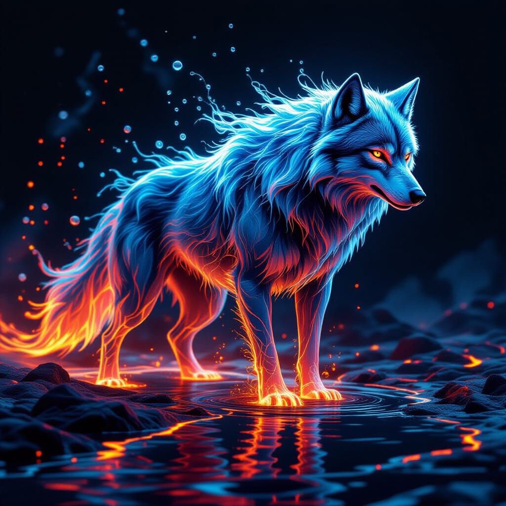 Water and Lava Wolf Creature