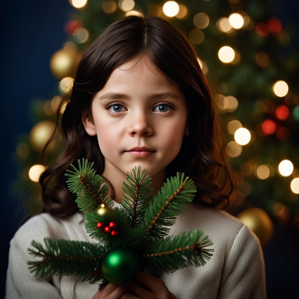 Girl with Christmas Ornament, Professional Portrait