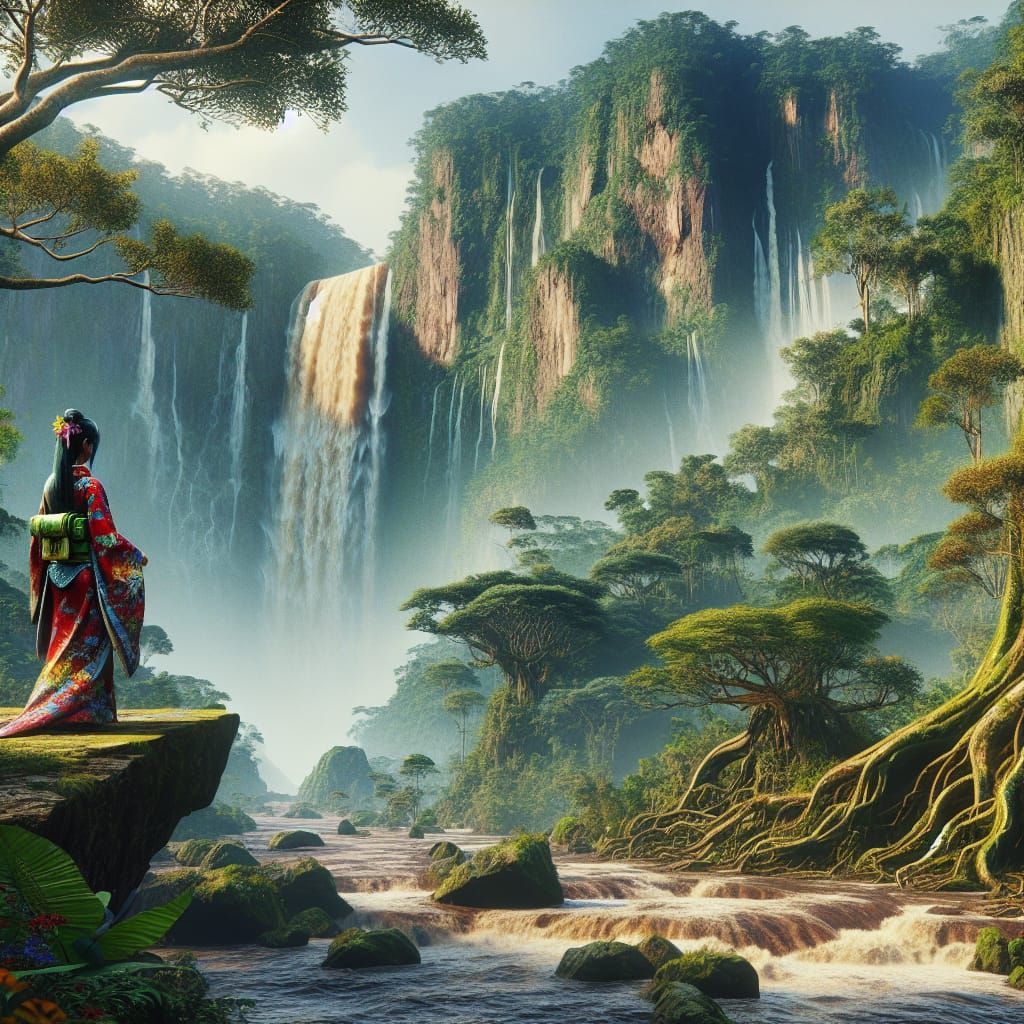 Amazonian Kimono: Fantasy Art Fusion in 8k