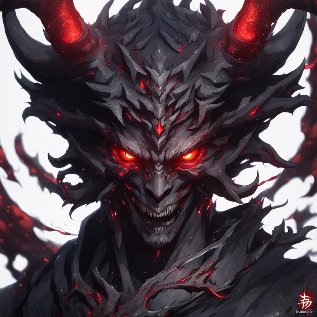 Red-Eyed Demon in 3D Anime Art Style