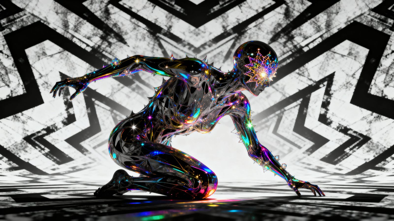 Abstract Humanoid in Fractal Iridescence