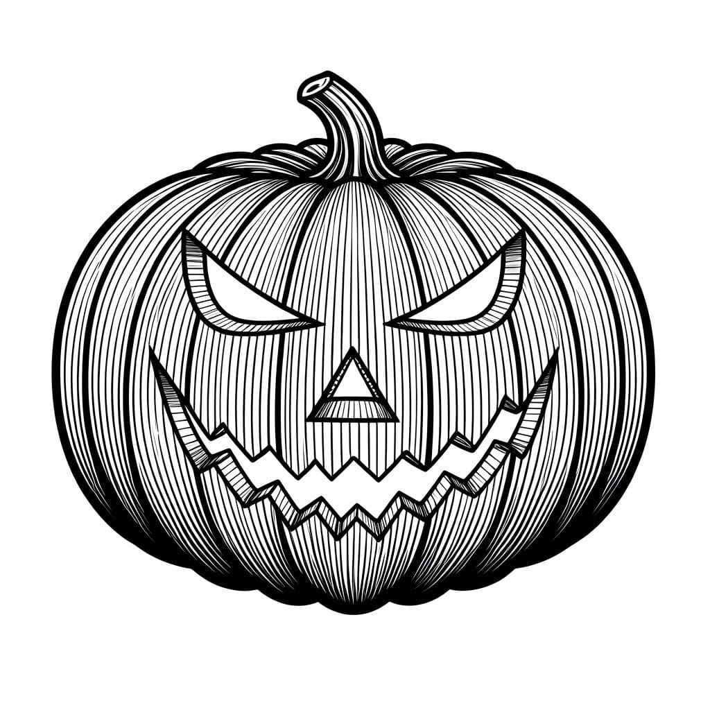 Detailed Jack-o-Lantern Outline for Coloring Page