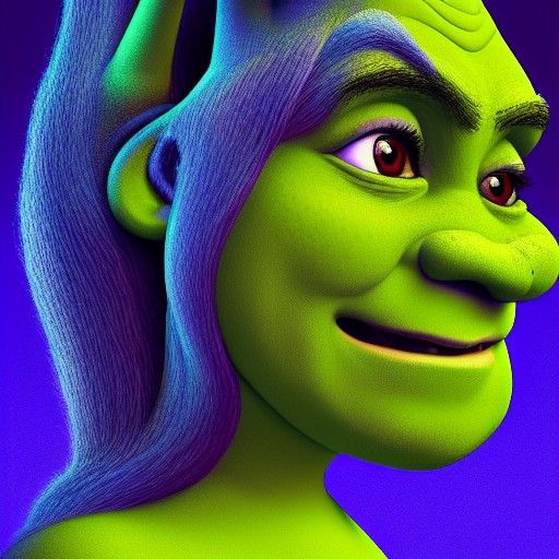 Holographic Cosmic Shrek in Mixed Media Style